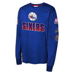 Mitchell & Ness - Philadelphia 76ers Youth Hardwood Classics All Over Long Sleeve T-Shirt - Royal