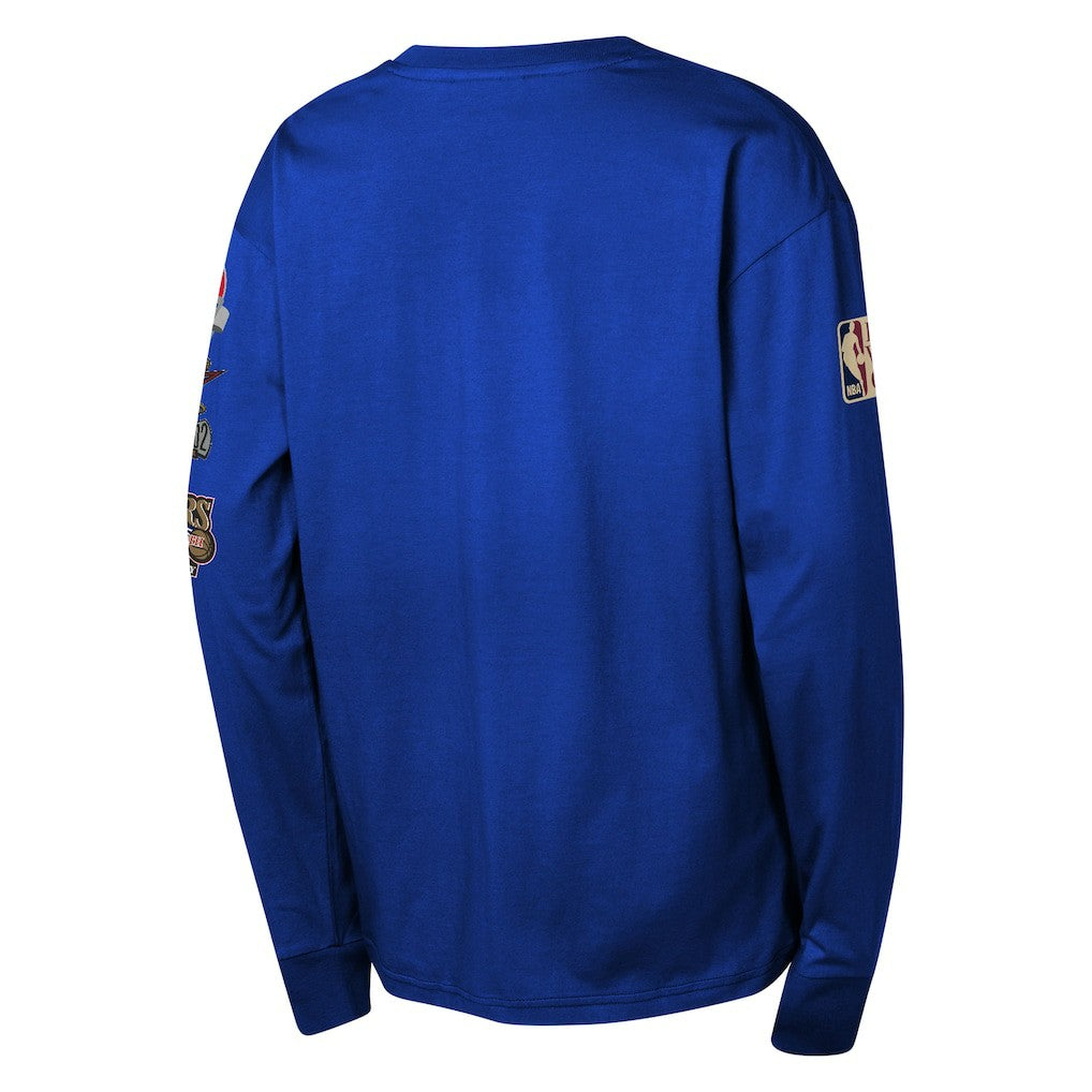 Mitchell & Ness - Philadelphia 76ers Youth Hardwood Classics All Over Long Sleeve T-Shirt - Royal