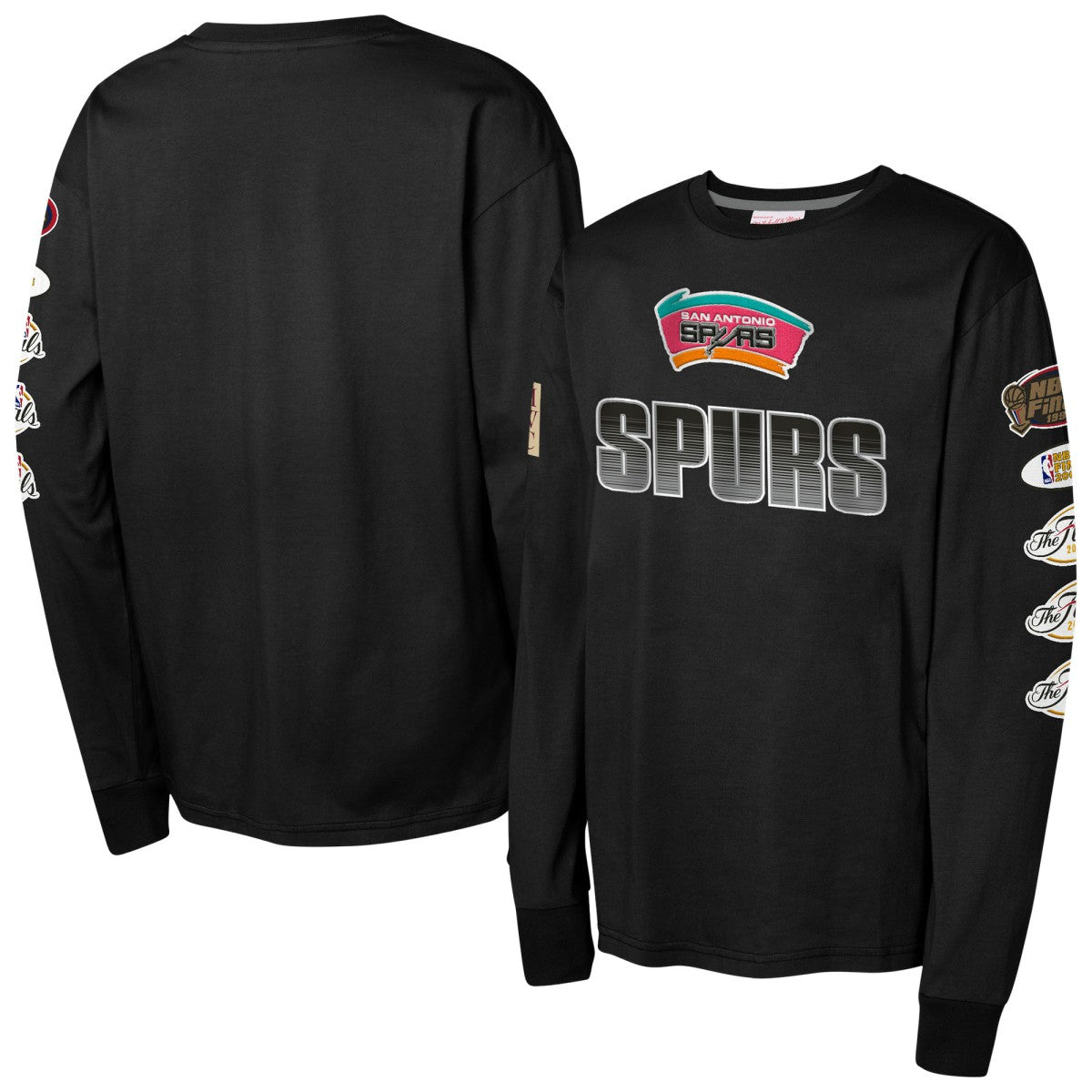 Mitchell & Ness - San Antonio Spurs Youth Hardwood Classics All Over Long Sleeve T-Shirt - Black