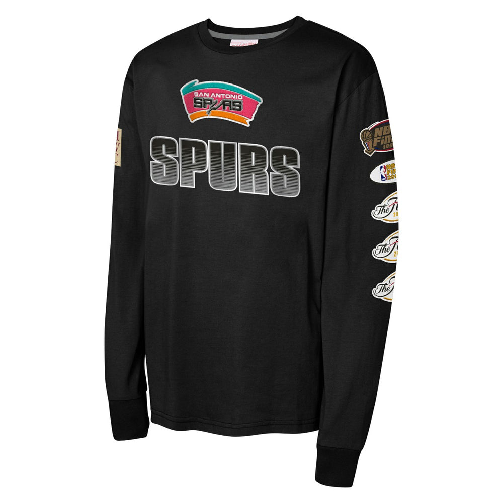 Mitchell & Ness - San Antonio Spurs Youth Hardwood Classics All Over Long Sleeve T-Shirt - Black