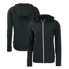 New York Jets Cutter & Buck Women's Primary Logo Daybreak Eco Recycled Full-Zip Hoodie Jacket Black - NFL
