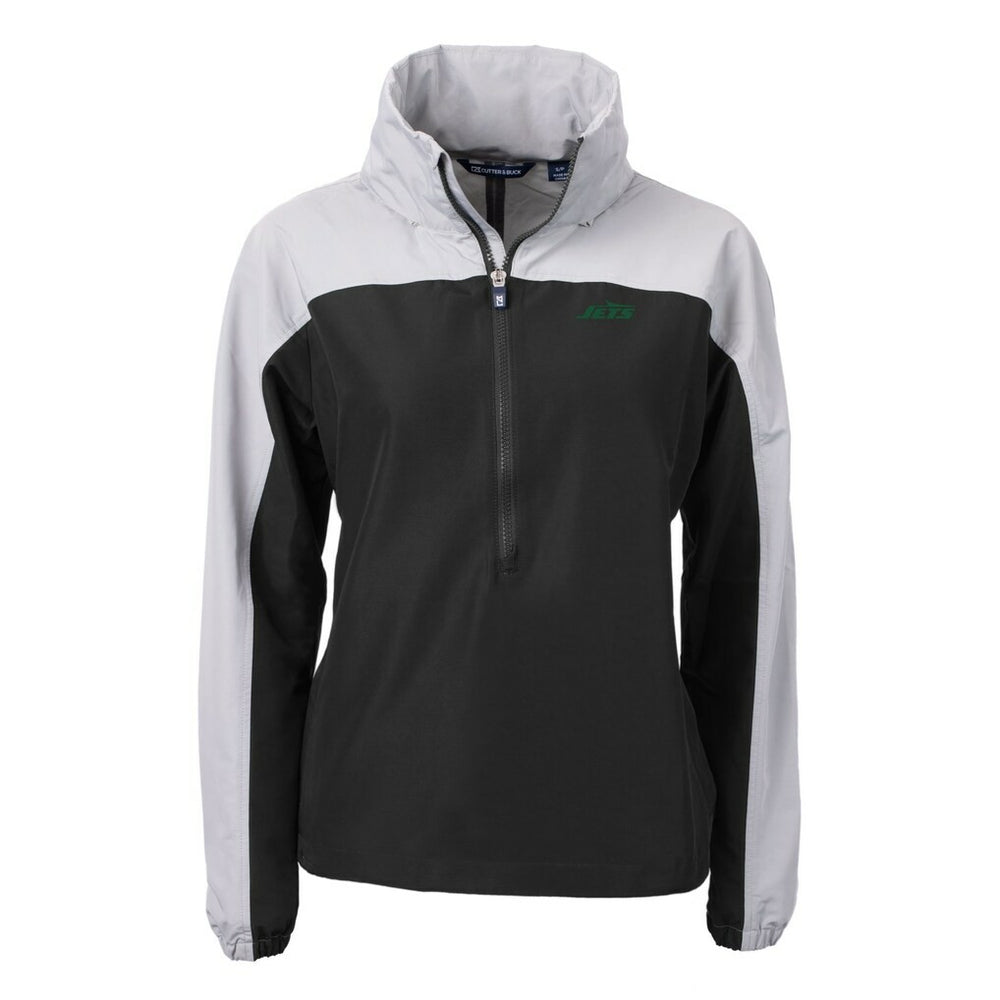 New York Jets Cutter & Buck Women's Primary Logo Charter Eco Recycled Half-Zip Hoodie Anorak Jacket Black - NFL