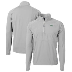 New York Jets Cutter & Buck Primary Logo Adapt Eco Knit Hybrid Recycled Raglan Quarter-Zip Top Gray - NFL