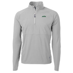 New York Jets Cutter & Buck Primary Logo Adapt Eco Knit Hybrid Recycled Raglan Quarter-Zip Top Gray - NFL