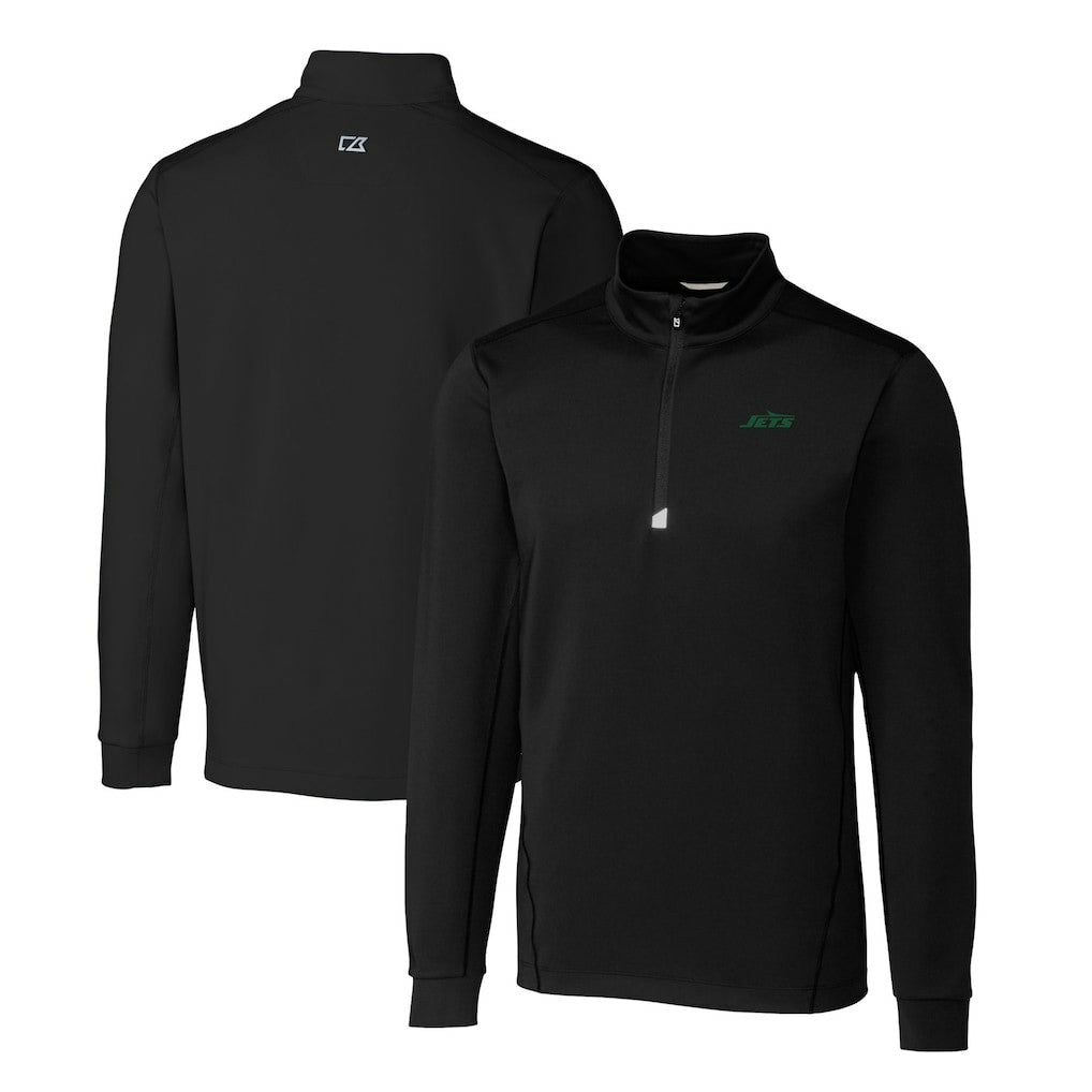 New York Jets Cutter & Buck Primary Logo Traverse Stretch Quarter-Zip Top Black - NFL
