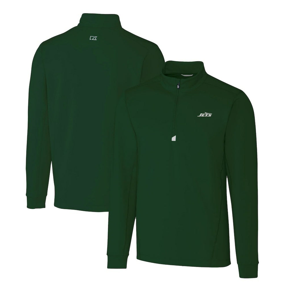 New York Jets Cutter & Buck Primary Logo Traverse Stretch Quarter-Zip Top Hunter Green - NFL