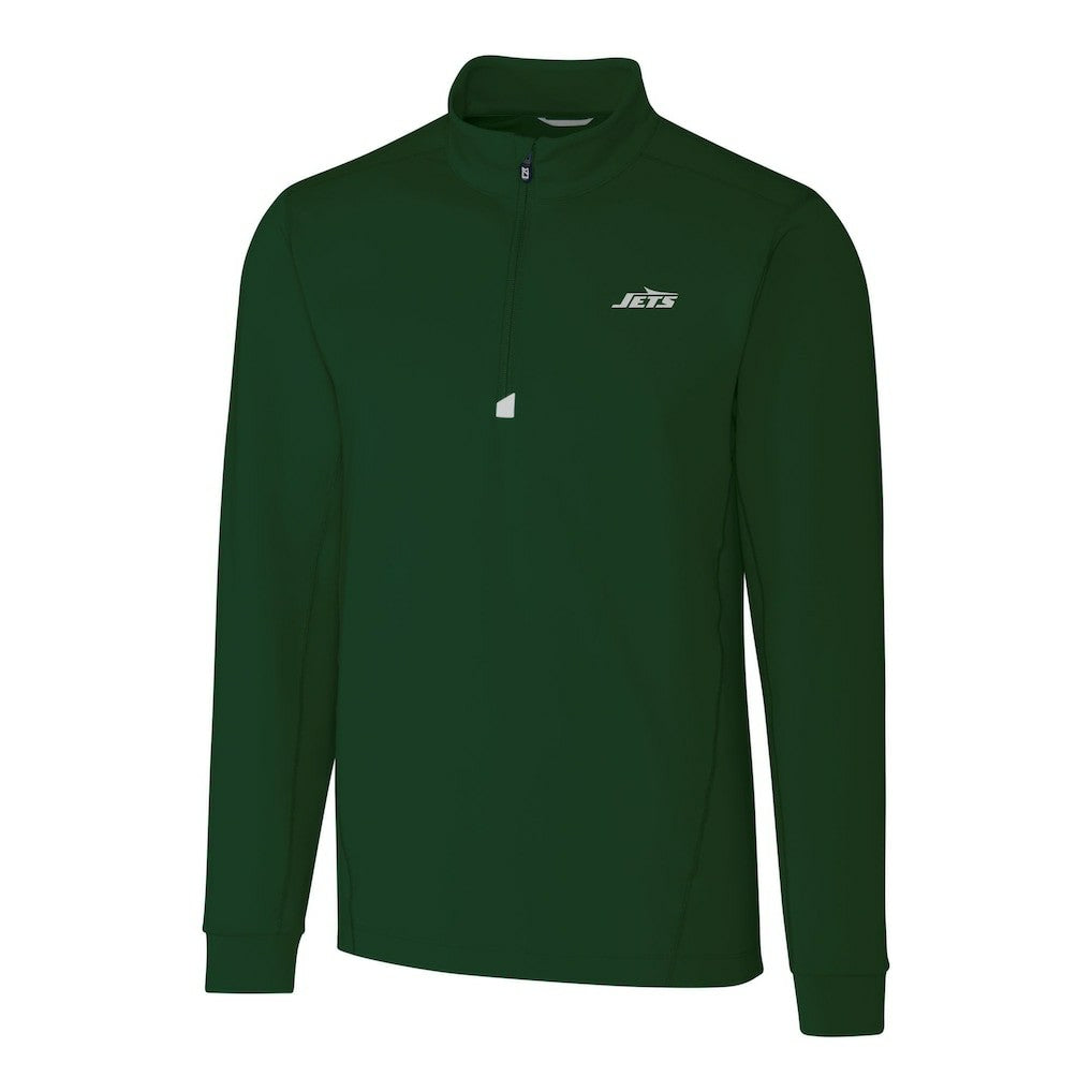 New York Jets Cutter & Buck Primary Logo Traverse Stretch Quarter-Zip Top Hunter Green - NFL