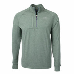 New York Jets Cutter & Buck Primary Logo Adapt Eco Knit Quarter-Zip Top Heather Green - NFL