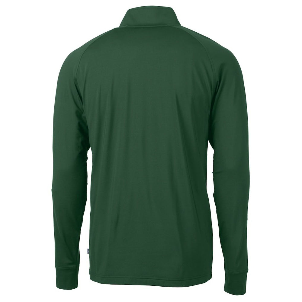 New York Jets Cutter & Buck Helmet Adapt Eco Knit Stretch Recycled Quarter-Zip Top Hunter Green - NFL