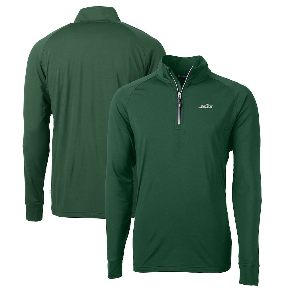 New York Jets Cutter & Buck Primary Logo Adapt Eco Knit Stretch Recycled Quarter-Zip Top Hunter Green - NFL
