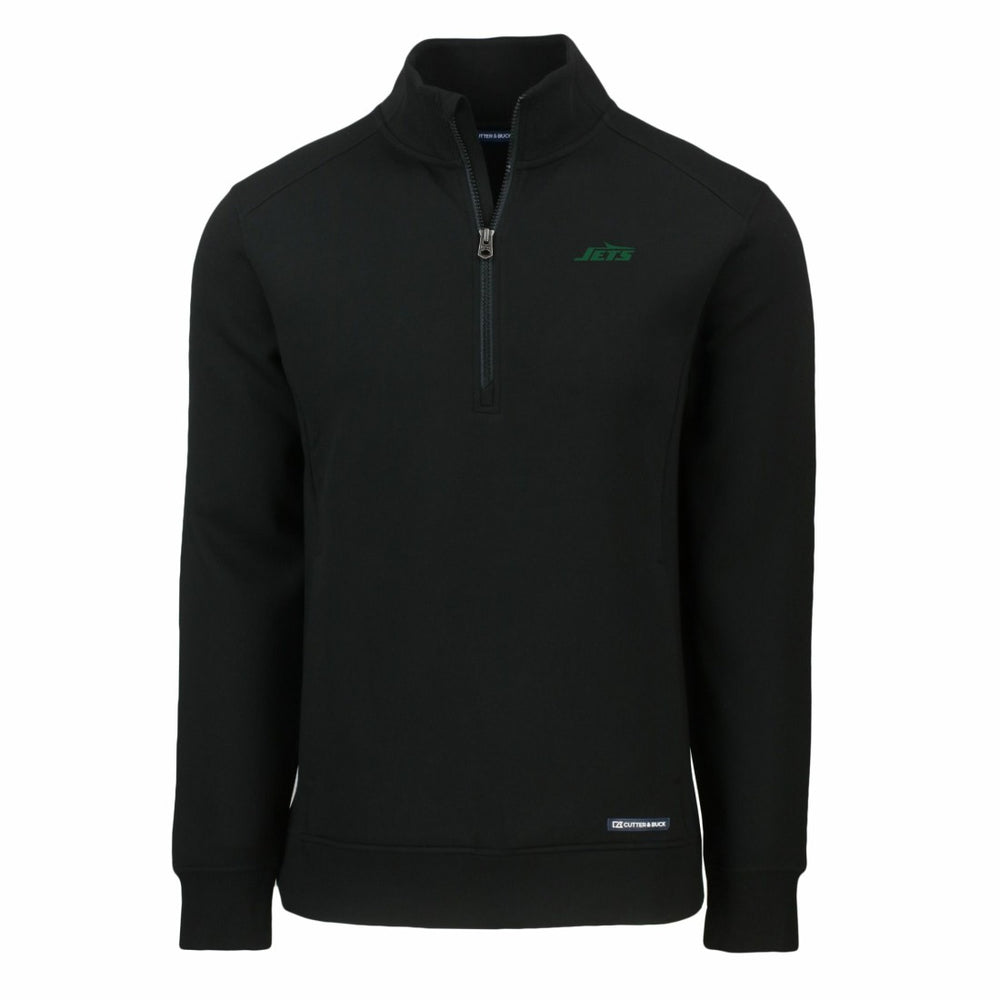 New York Jets Cutter & Buck Primary Logo Roam Eco Recycled Quarter-Zip Pullover Top Black - NFL