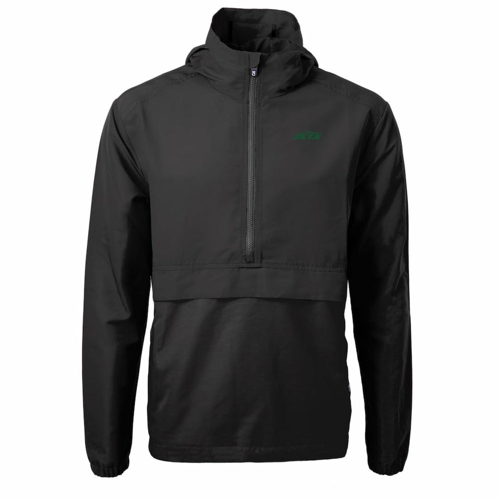 New York Jets Cutter & Buck Primary Logo Charter Eco Recycled Half-Zip Anorak Jacket Black - NFL