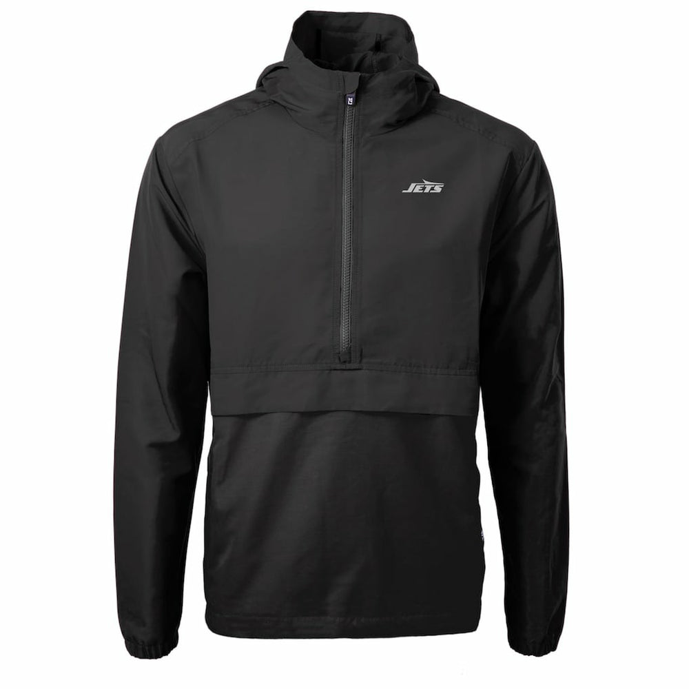 New York Jets Cutter & Buck Monochromatic Logo Charter Eco Recycled Half-Zip Anorak Jacket Black - NFL