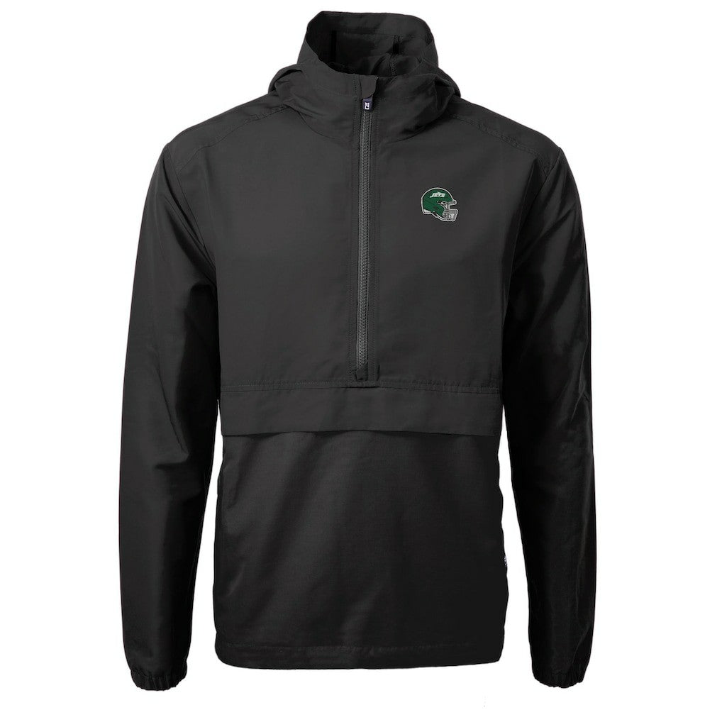 New York Jets Cutter & Buck Helmet Charter Eco Recycled Half-Zip Anorak Jacket Black - NFL