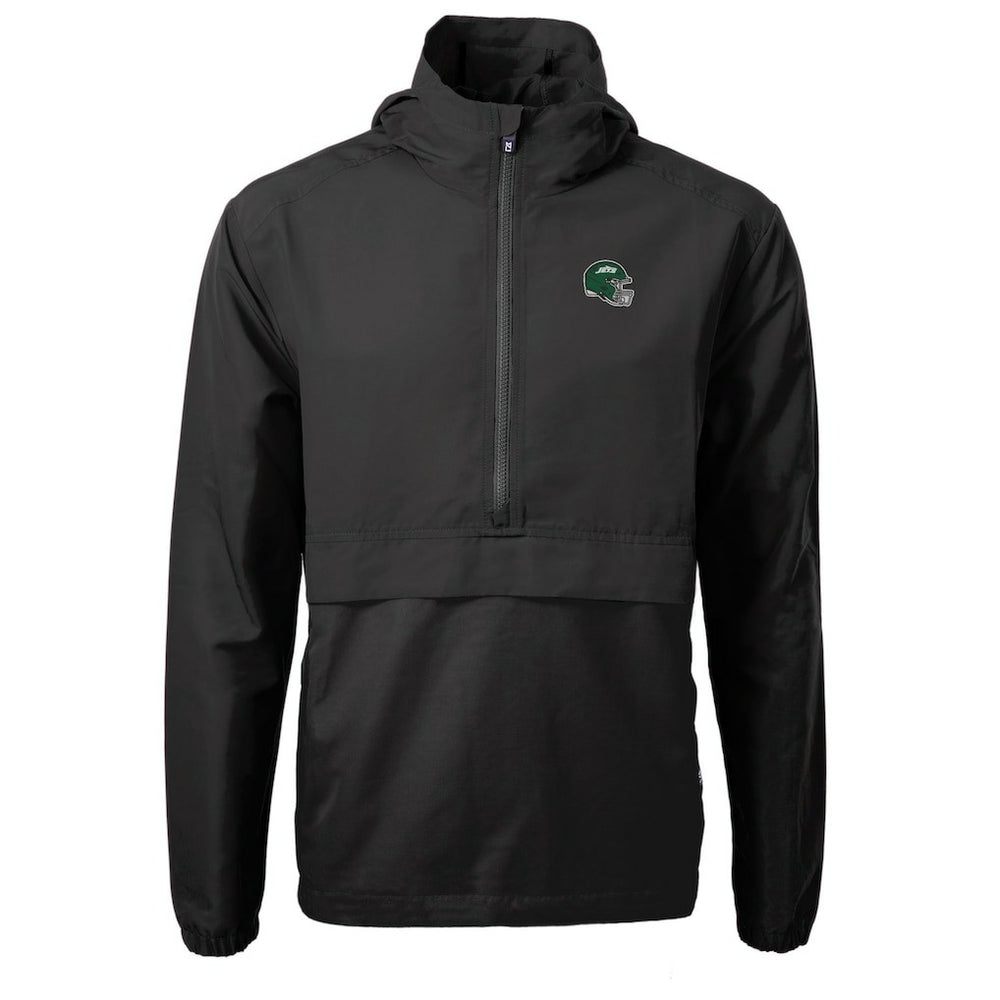 New York Jets Cutter & Buck Helmet Charter Eco Recycled Half-Zip Anorak Jacket Black - NFL