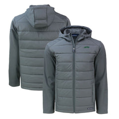 New York Jets Cutter & Buck Primary Logo Evoke Hybrid Eco Softshell Recycled Full-Zip Hooded Jacket Gray - NFL