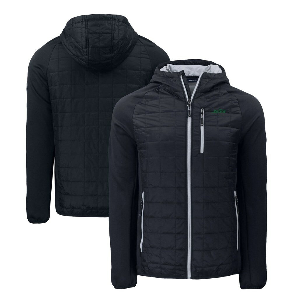 New York Jets Cutter & Buck Primary Logo Rainier PrimaLoft Eco Full-Zip Hybrid Jacket Black - NFL