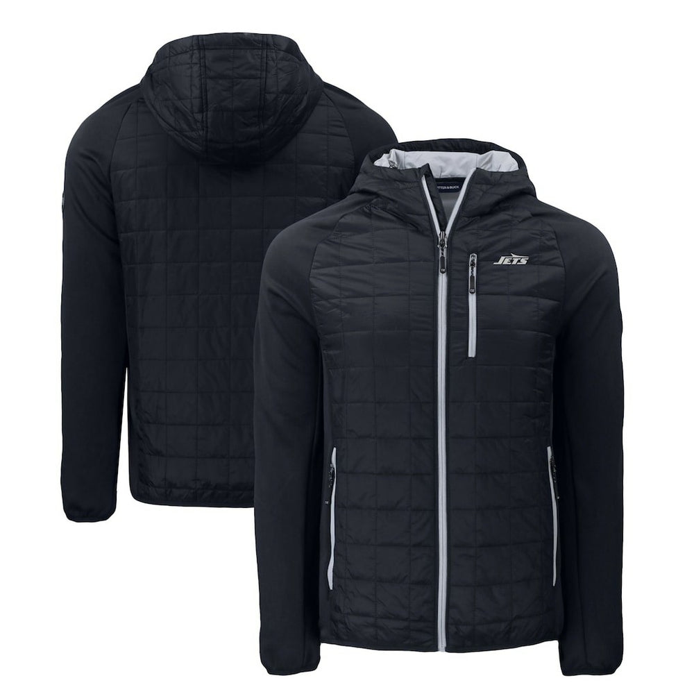 New York Jets Cutter & Buck Monochromatic Logo Rainier PrimaLoft Eco Full-Zip Hybrid Jacket Black - NFL