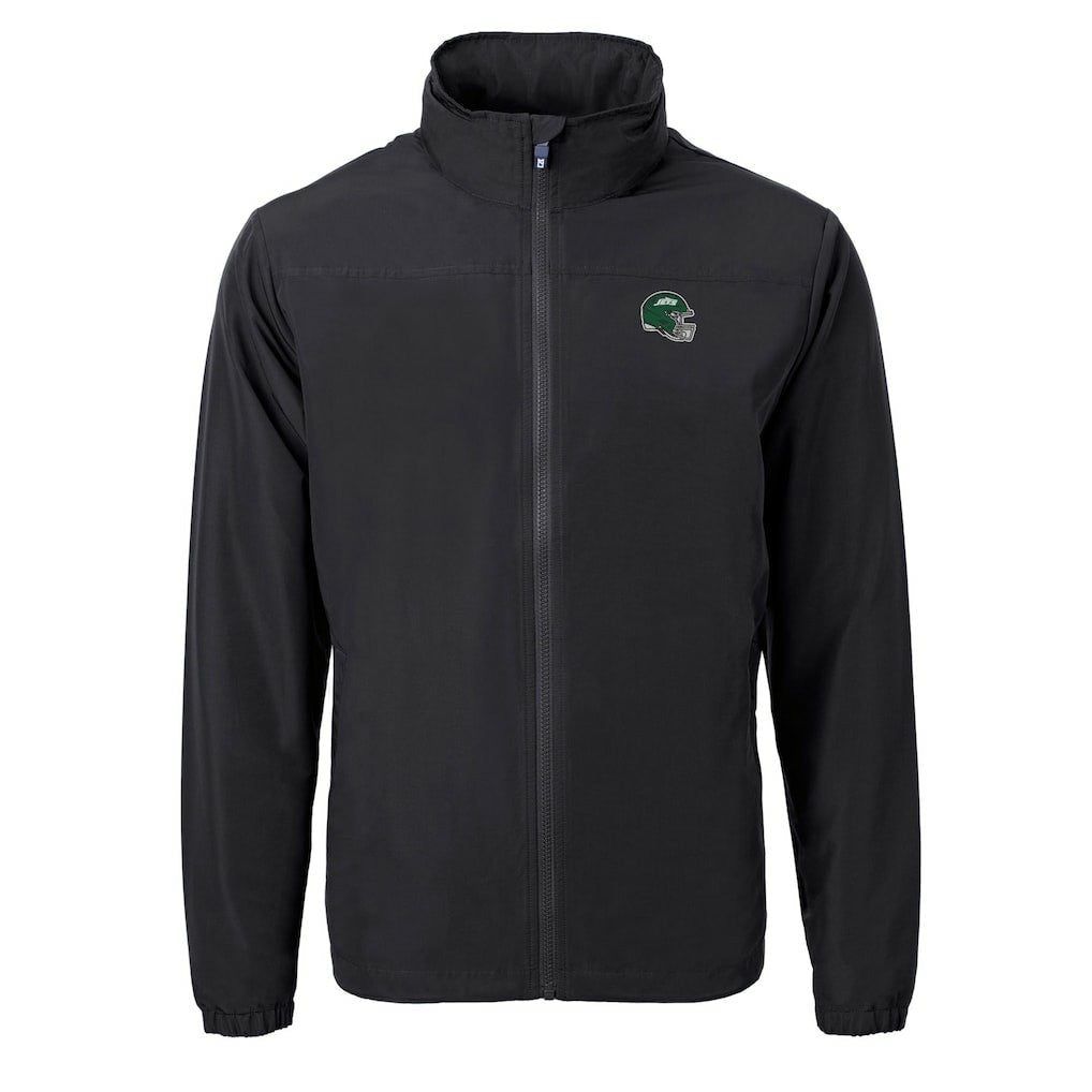 New York Jets Cutter & Buck Big & Tall Helmet Charter Eco Knit Recycled Full-Zip Jacket Black - NFL