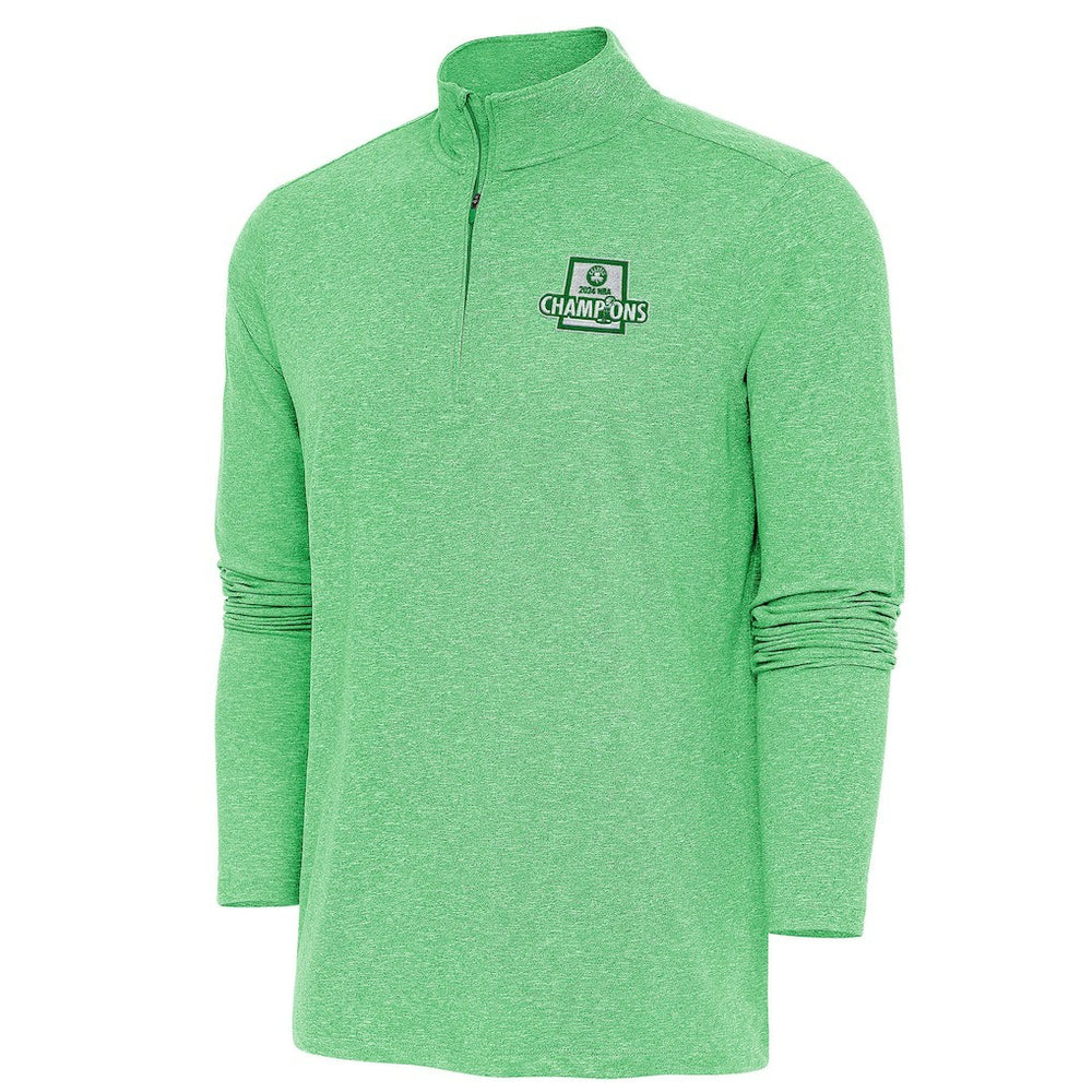 NBA - Boston Celtics Antigua 2024 NBA Finals Champions Hunk Quarter-Zip Pullover Top - Heather Kelly Green