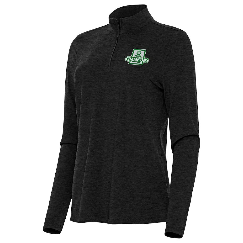 NBA - Boston Celtics Antigua Women's 2024 NBA Finals Champions Bright Quarter-Zip Pullover Top - Heather Black