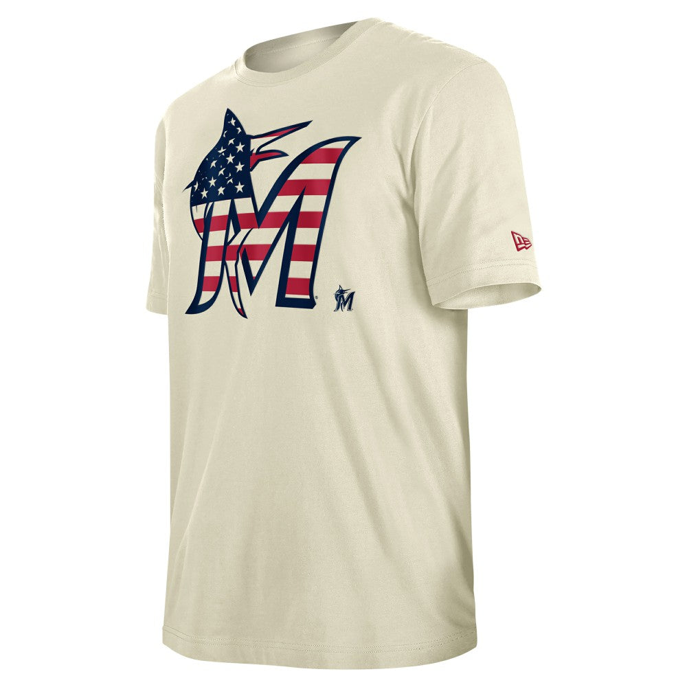 Miami Marlins New Era Americana Flag Fill T-Shirt On Sale