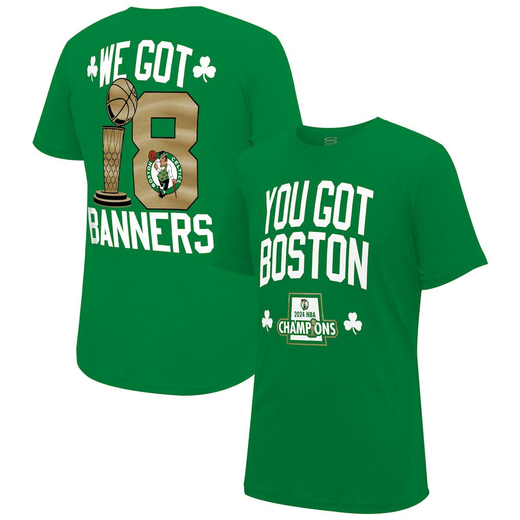 NBA - Boston Celtics Stadium Essentials 2024 NBA Finals Champions 18 Banners T-Shirt - Kelly Green