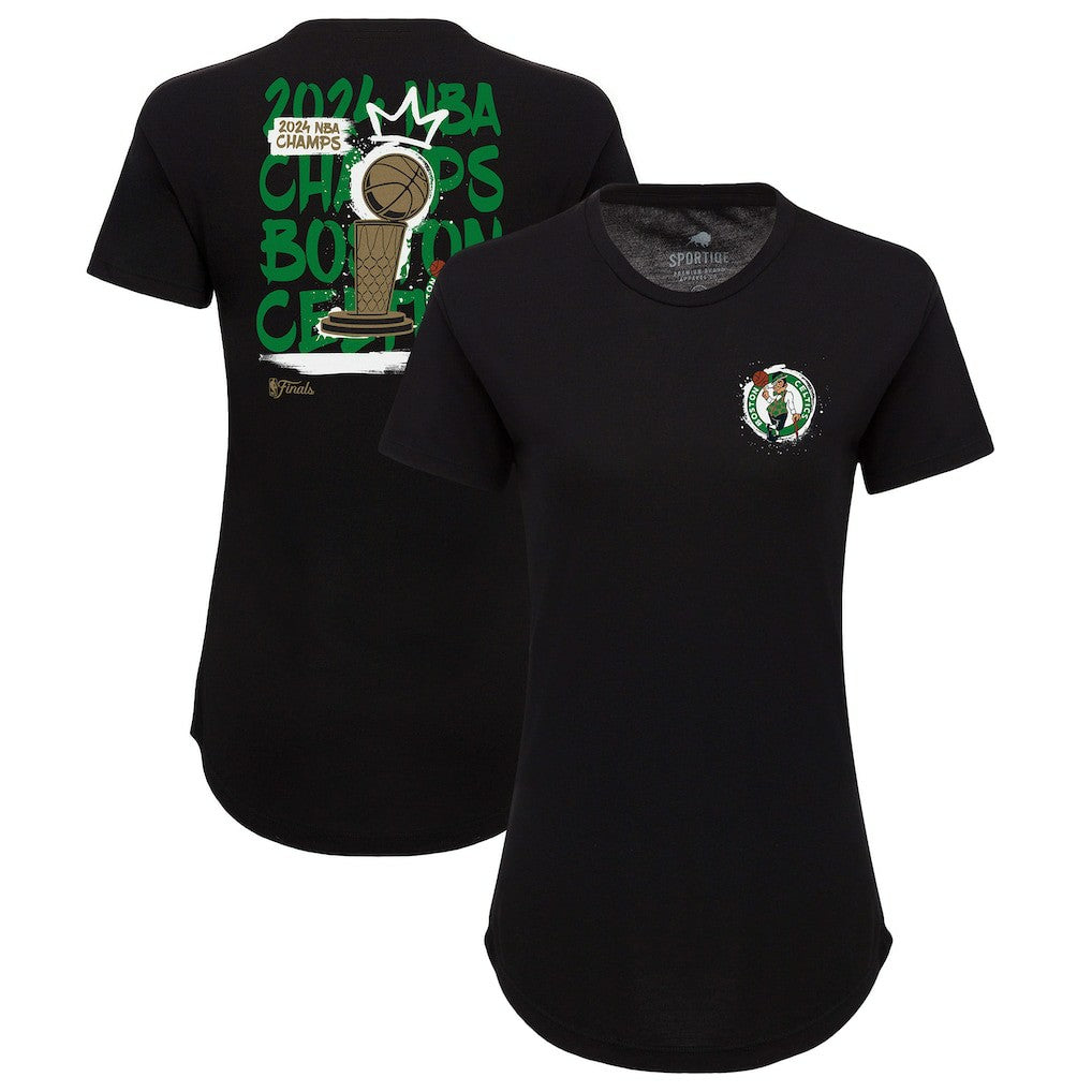 NBA - Boston Celtics Sportiqe Women's 2024 NBA Finals Champions King of the Court Phoebe Tri-Blend T-Shirt - Black