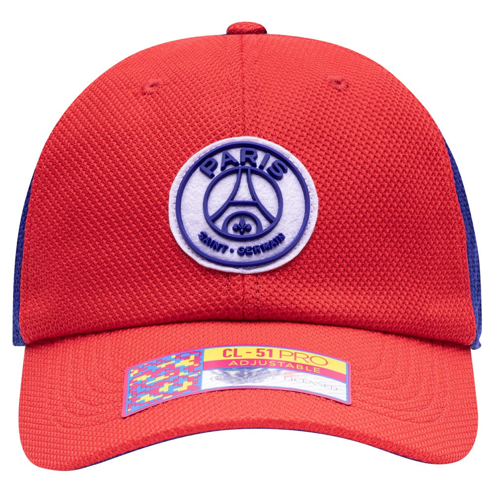 Paris Saint-Germain Fan Ink Male Adult Striker Adjustable Hat - Red/Navy
