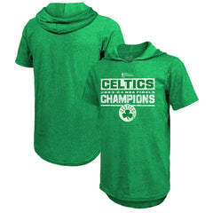 NBA - Boston Celtics Majestic Threads Women's 2024 NBA Finals Champions Tri-Blend Short Sleeve Pullover Hoodie Top - Kelly Green