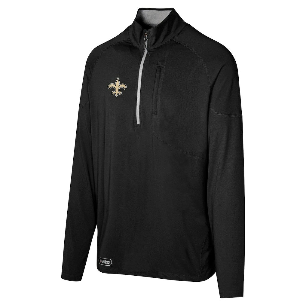 New Orleans Saints Grind Iron Quarter-Zip Top Black - NFL