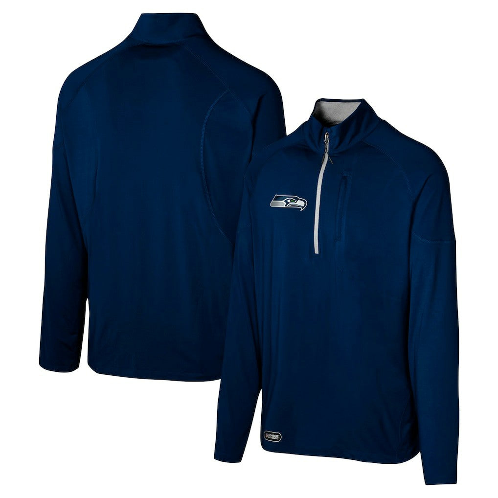 Seattle Seahawks Grind Iron Quarter-Zip Top College Navy - NFL