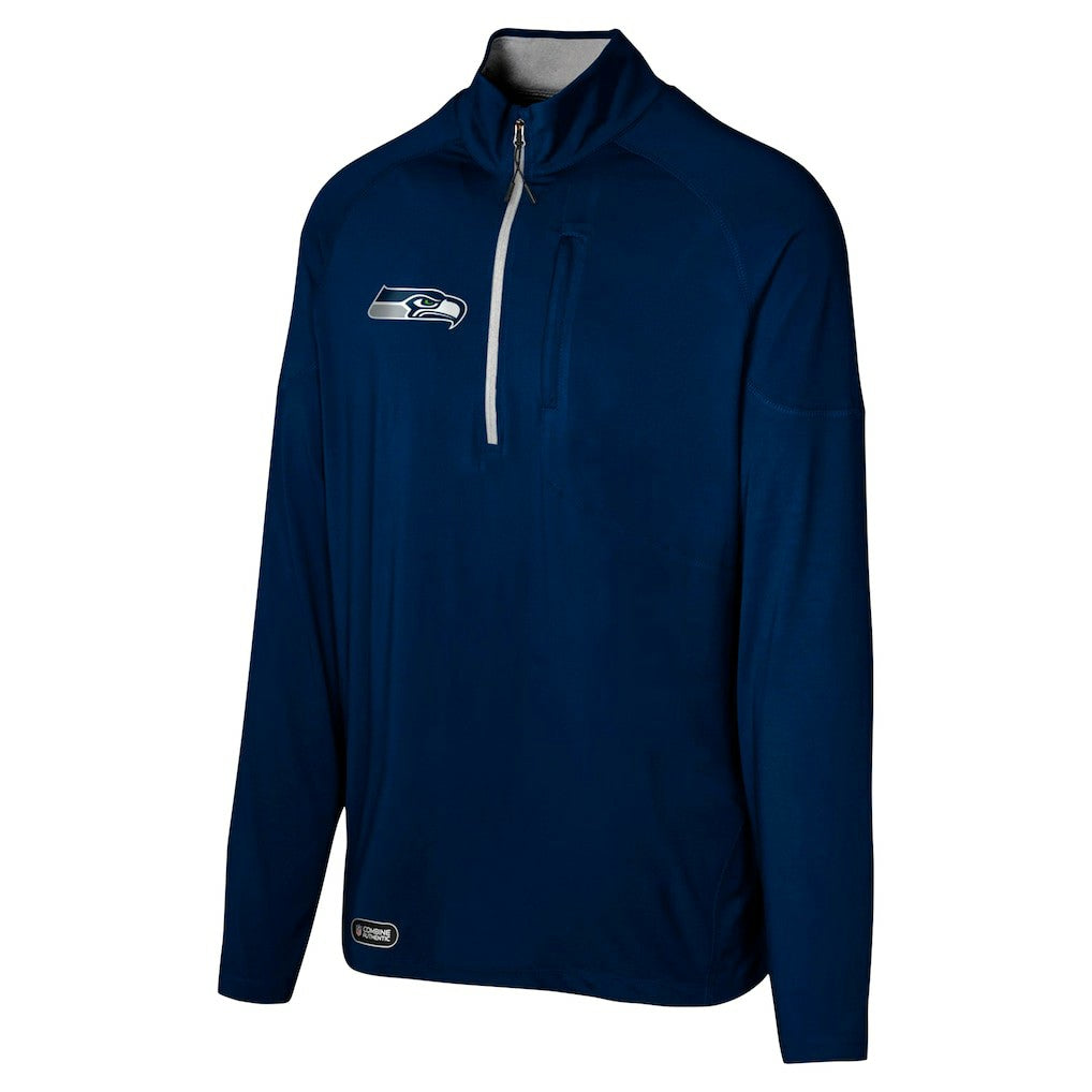 Seattle Seahawks Grind Iron Quarter-Zip Top College Navy - NFL