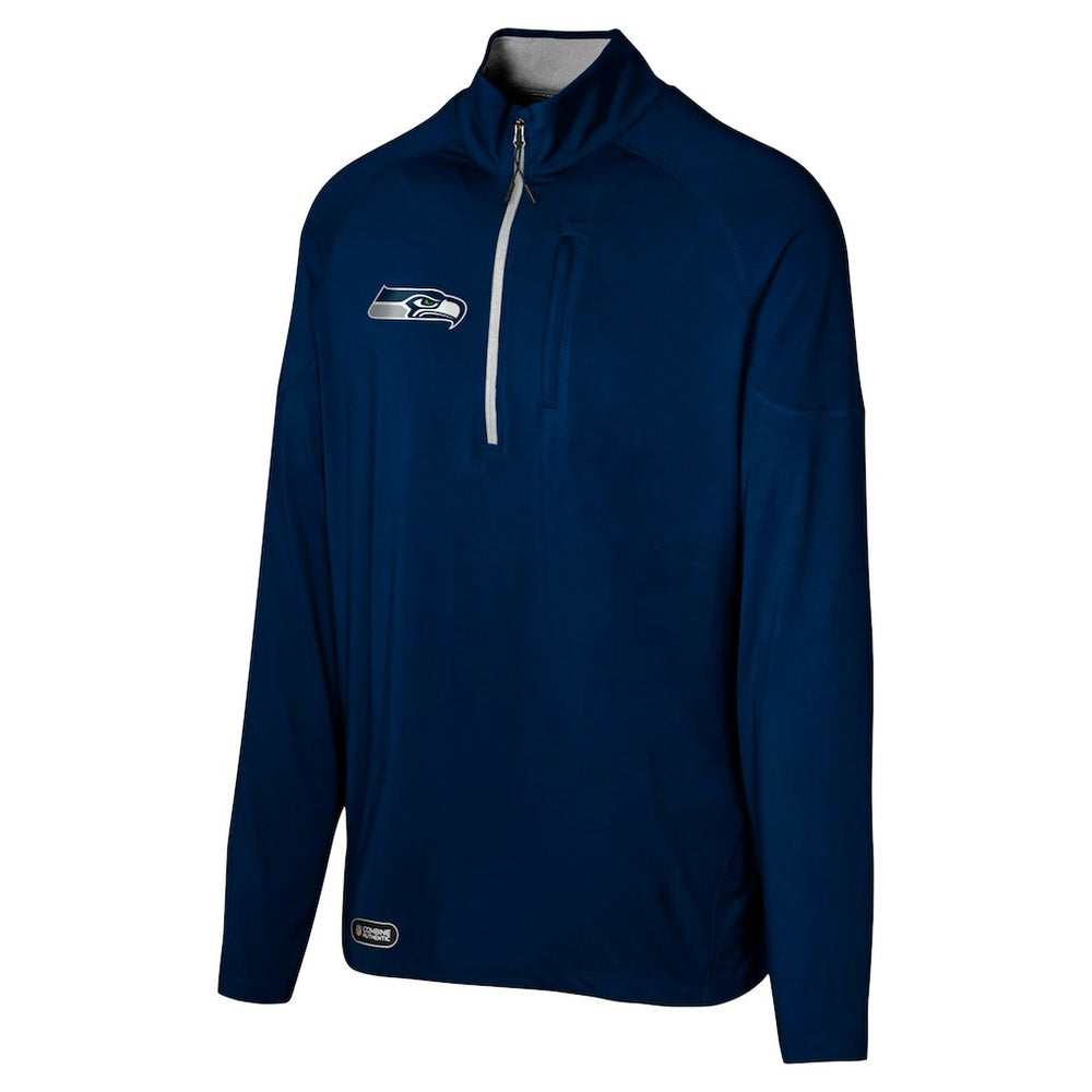 Seattle Seahawks Grind Iron Quarter-Zip Top College Navy - NFL