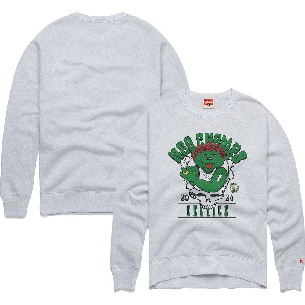 NBA - Boston Celtics Homage Unisex 2024 NBA Finals Champions Grateful Dead Tri-Blend Pullover Sweatshirt - Ash