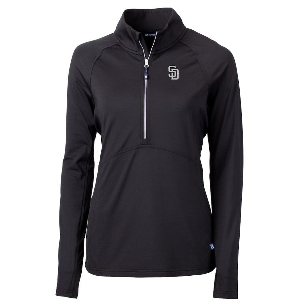San Diego Padres Cutter & Buck Women's Adapt Eco Knit Stretch Recycled Half-Zip DryTec Top On Sale