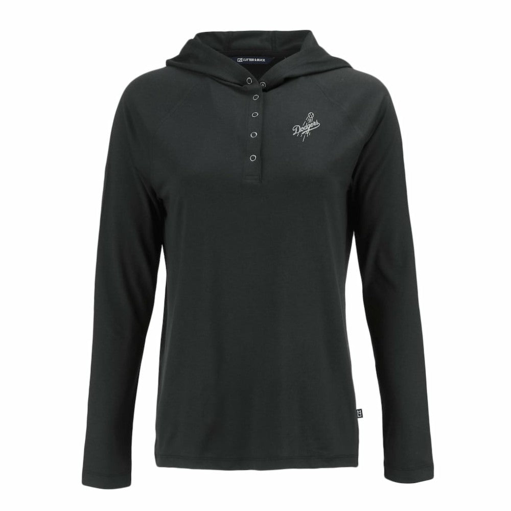 Los Angeles Dodgers Cutter & Buck Women's Coastline Epic Comfort Eco Recycled Raglan Long Sleeve Hoodie T-Shirt Clearance