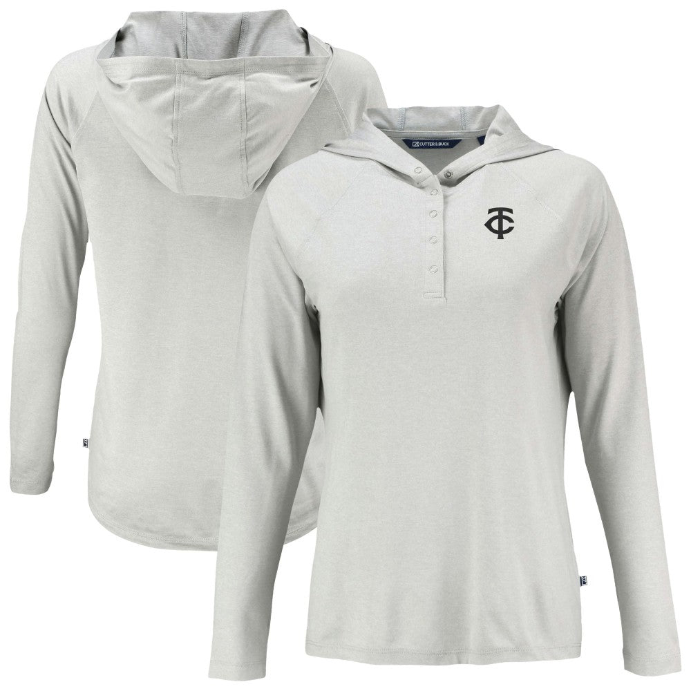 Minnesota Twins Cutter & Buck Women's Coastline Epic Comfort Eco Recycled Raglan Long Sleeve Hoodie T-Shirt Lifestyle