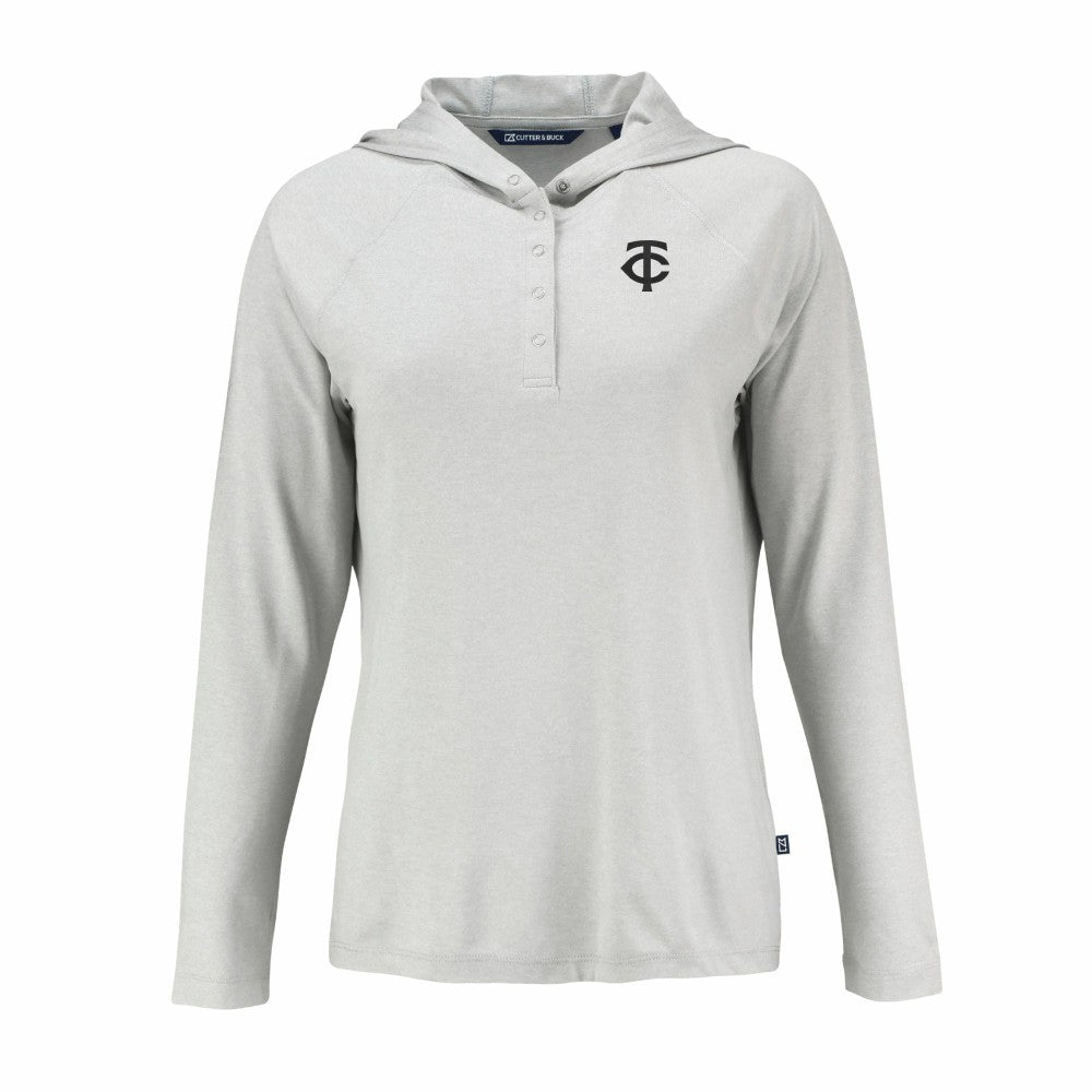 Minnesota Twins Cutter & Buck Women's Coastline Epic Comfort Eco Recycled Raglan Long Sleeve Hoodie T-Shirt Lifestyle