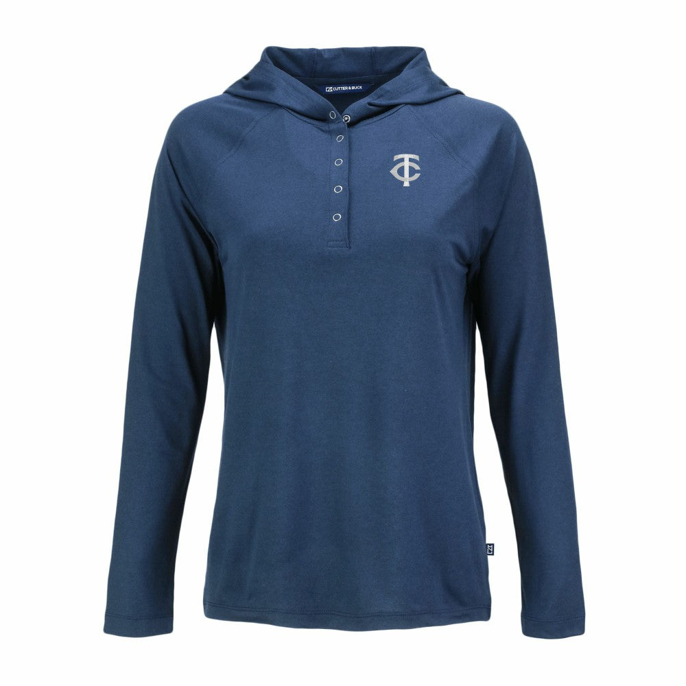 Minnesota Twins Cutter & Buck Women's Coastline Epic Comfort Eco Recycled Raglan Long Sleeve Hoodie T-Shirt Sale