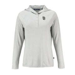 San Diego Padres Cutter & Buck Women's Coastline Epic Comfort Eco Recycled Raglan Long Sleeve Hoodie T-Shirt Clearance