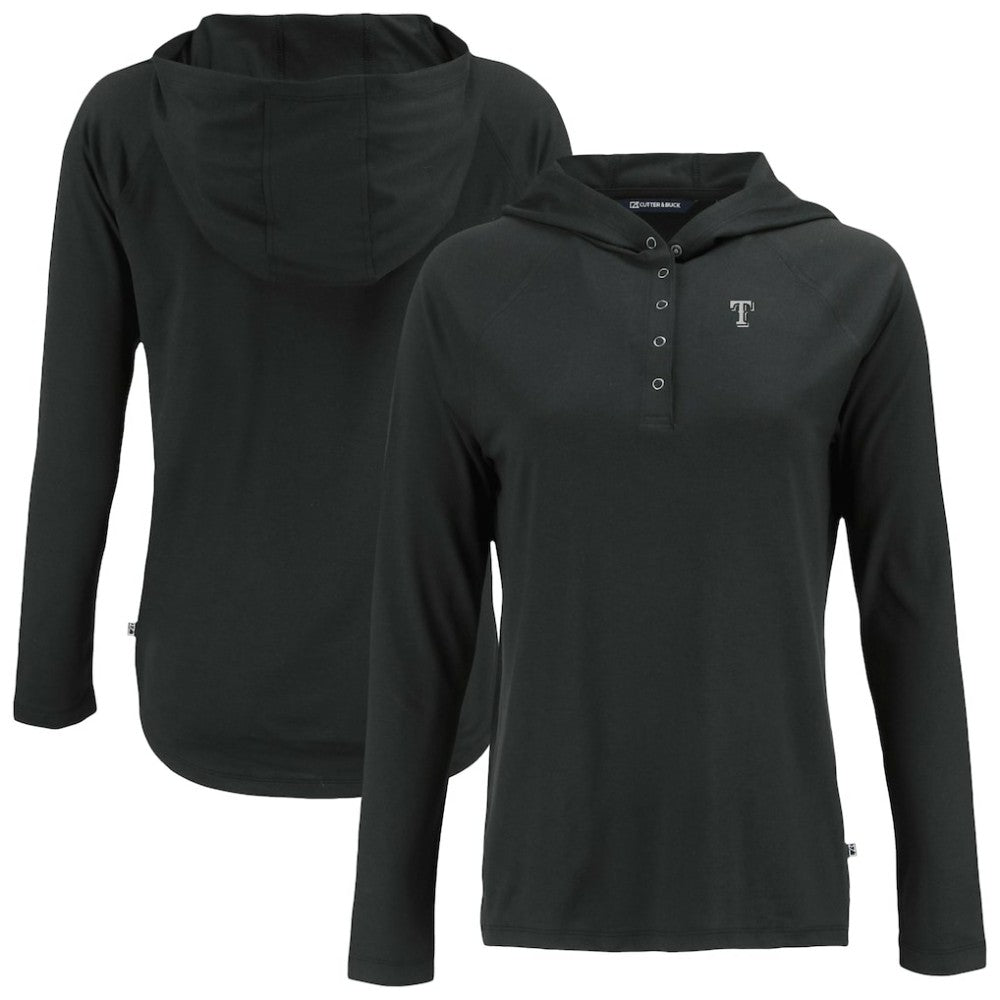 Texas Rangers Cutter & Buck Women's Coastline Epic Comfort Eco Recycled Raglan Long Sleeve Hoodie T-Shirt Sale