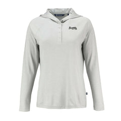 Atlanta Braves Cutter & Buck Women's Coastline Epic Comfort Eco Recycled Raglan Long Sleeve Hoodie T-Shirt Sale