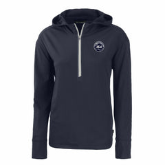 New York Mets Cutter & Buck Women's Daybreak Eco Recycled Half-Zip Hoodie Lifestyle