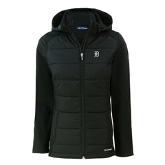 Detroit Tigers Cutter & Buck Women's Evoke Hybrid Eco Softshell Recycled Full-Zip Hooded Jacket Clearance