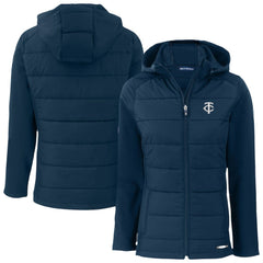 Minnesota Twins Cutter & Buck Women's Evoke Hybrid Eco Softshell Recycled Full-Zip Hooded Jacket Sale
