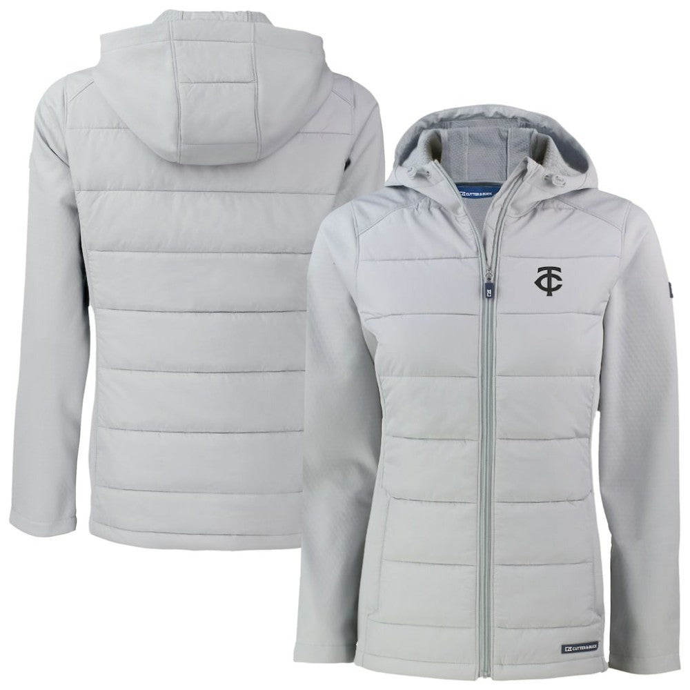 Minnesota Twins Cutter & Buck Women's Evoke Hybrid Eco Softshell Recycled Full-Zip Hooded Jacket Sale