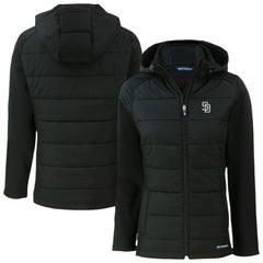 San Diego Padres Cutter & Buck Women's Evoke Hybrid Eco Softshell Recycled Full-Zip Hooded Jacket discount