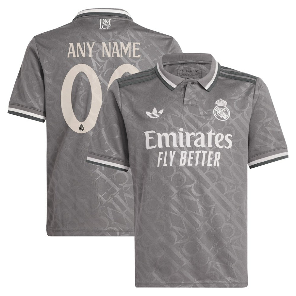 Adidas Real Madrid Originals Youth 2024/25 Third Replica Custom Jerseys - Charcoal