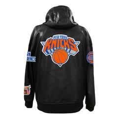 NBA - New York Knicks Jeff Hamilton Vegan Leather Full-Zip Hoodie - Black